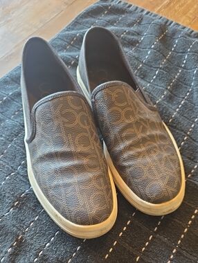 Calvin Klein Brown Logo Slip-On Flats